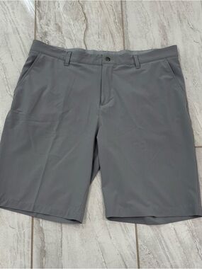 adidas Men's Slate Gray Flat-Front Performance Shorts
